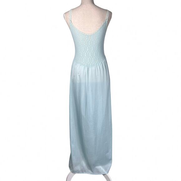 Vintage Elissia Blue Lace Satin Nightgown Slip Dress Coquette Cottagecore M - Picture 7 of 9